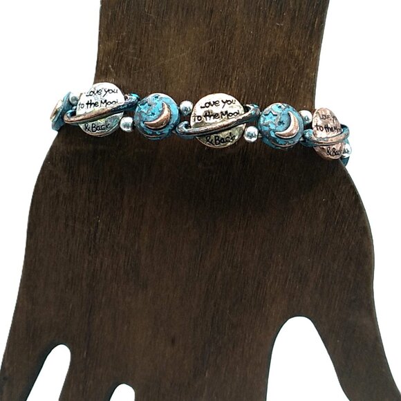 Love You To The Moon & Back Celestial Stretch Disc Bracelet - Picture 13 of 16